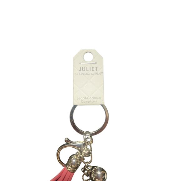 Juliet Crystal Avenue Koala Keychain Rhinestone Pink Tassel Bag Charm NWT Cute - Picture 2 of 4